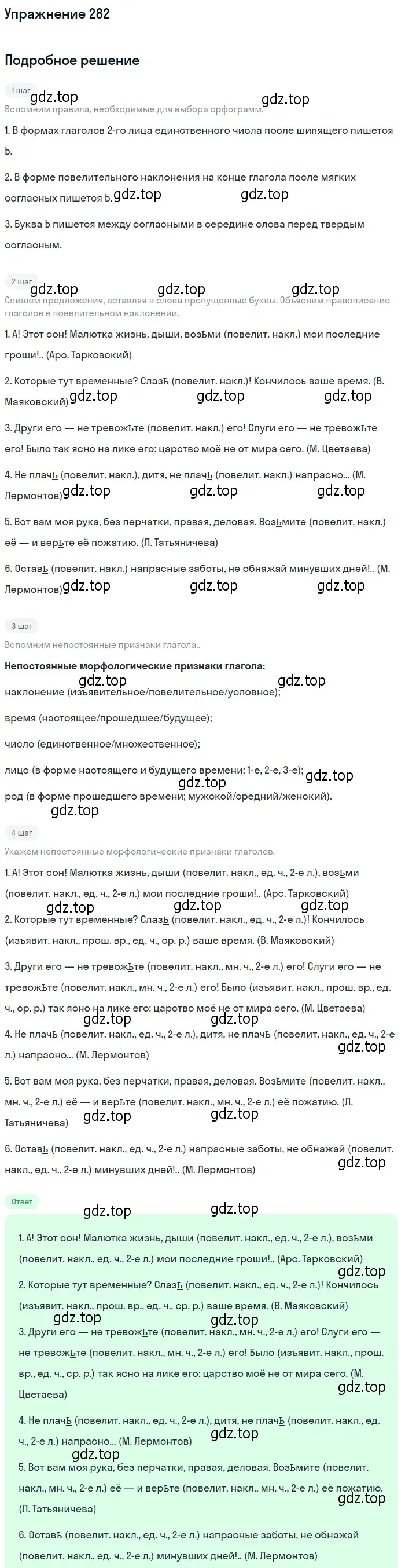 Решение 2. номер 282 (страница 261) гдз по русскому языку 10-11 класс Гольцова, Шамшин, учебник 1 часть