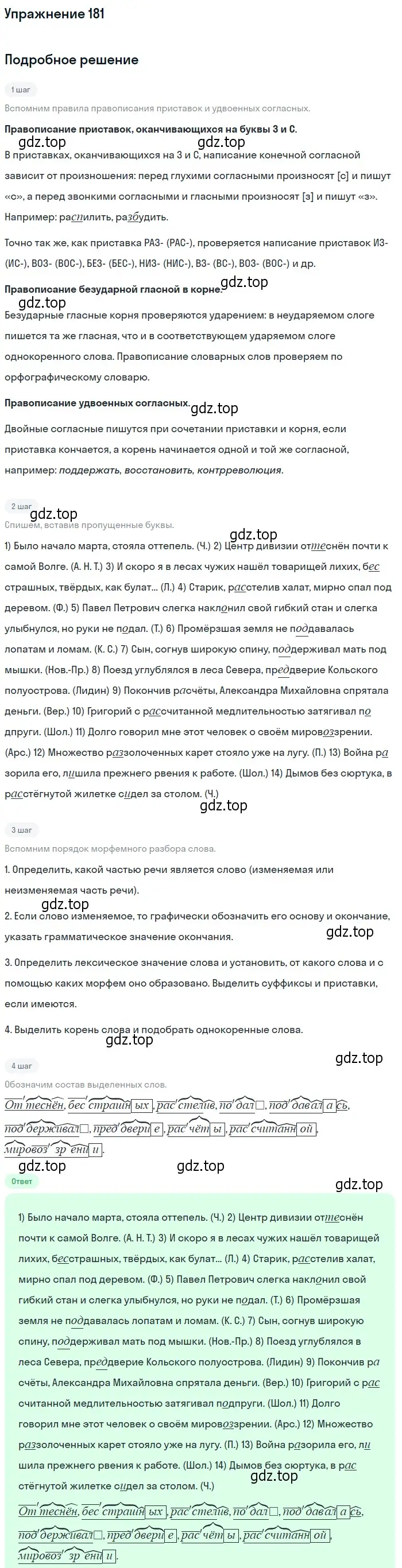 Решение номер 181 (страница 124) гдз по русскому языку 10-11 класс Греков, Крючков, учебник