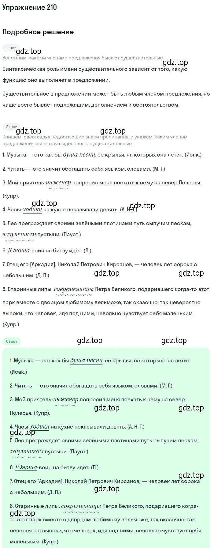 Решение номер 210 (страница 140) гдз по русскому языку 10-11 класс Греков, Крючков, учебник