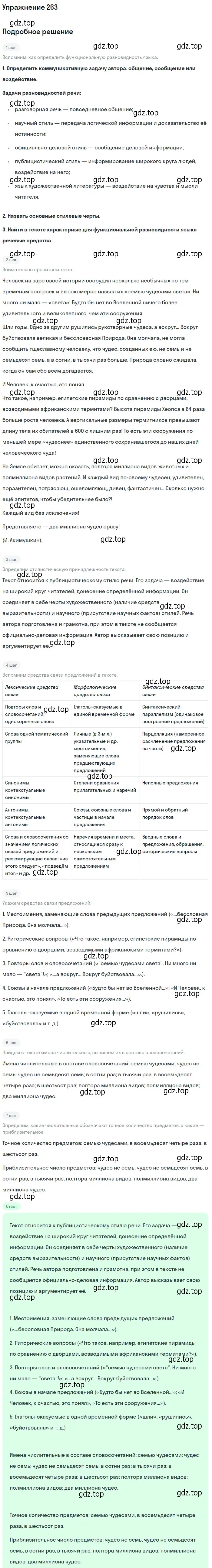 Решение номер 263 (страница 170) гдз по русскому языку 10-11 класс Греков, Крючков, учебник