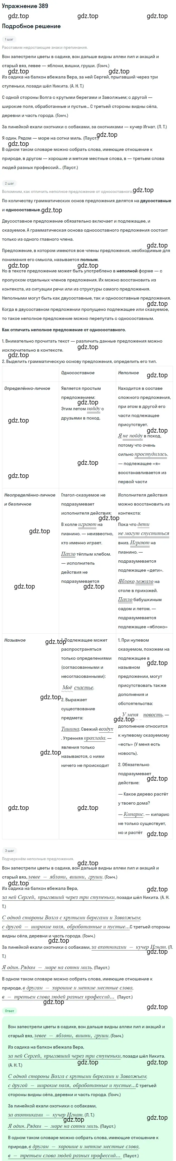 Решение номер 389 (страница 252) гдз по русскому языку 10-11 класс Греков, Крючков, учебник