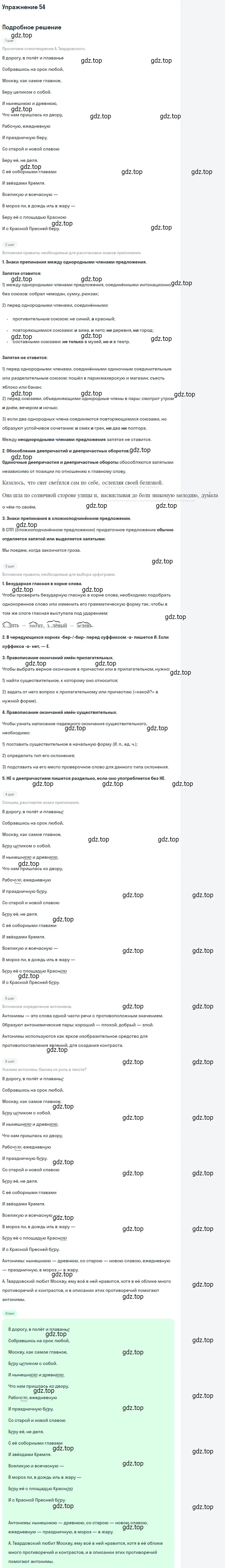 Решение номер 54 (страница 41) гдз по русскому языку 10-11 класс Греков, Крючков, учебник