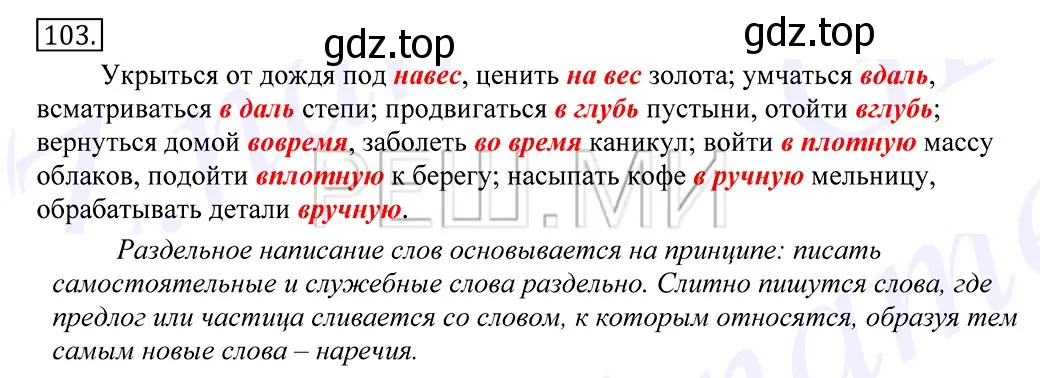 Решение 2. номер 103 (страница 81) гдз по русскому языку 10-11 класс Греков, Крючков, учебник