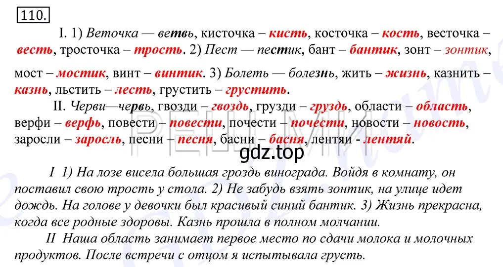 Решение 2. номер 110 (страница 86) гдз по русскому языку 10-11 класс Греков, Крючков, учебник