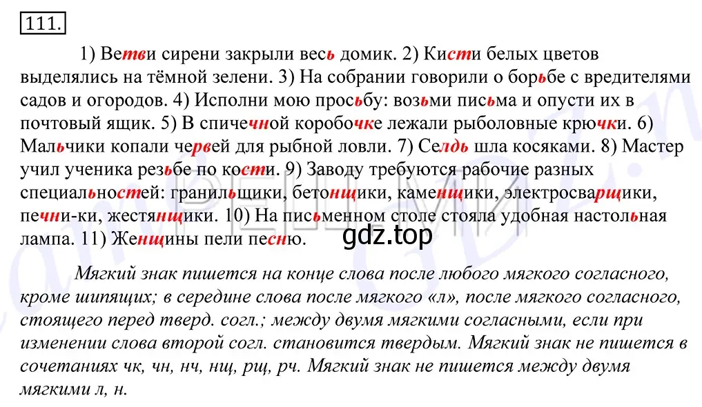 Русский 8 класс номер 111. Ветви сирени закрыли весь домик. Русский язык 10 класс номер 111. Спишите объясните устно написание ь ветви сирени.