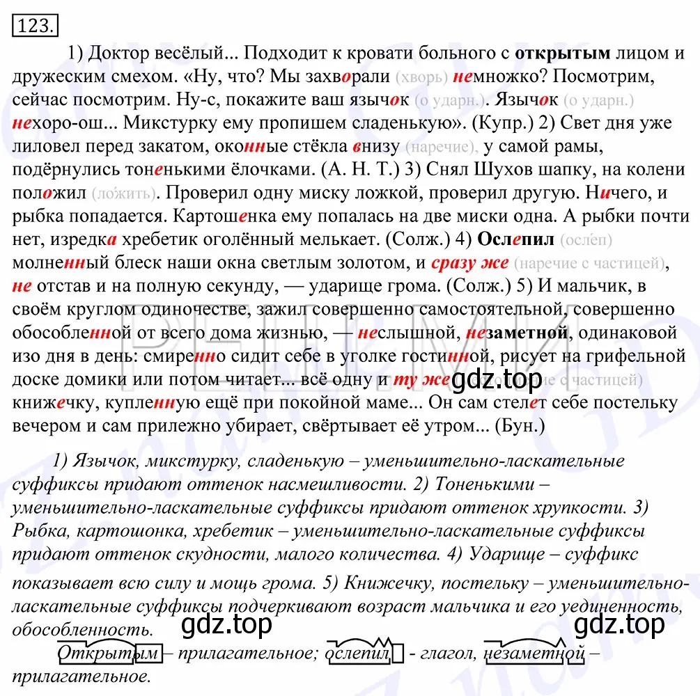 Решение 2. номер 123 (страница 91) гдз по русскому языку 10-11 класс Греков, Крючков, учебник