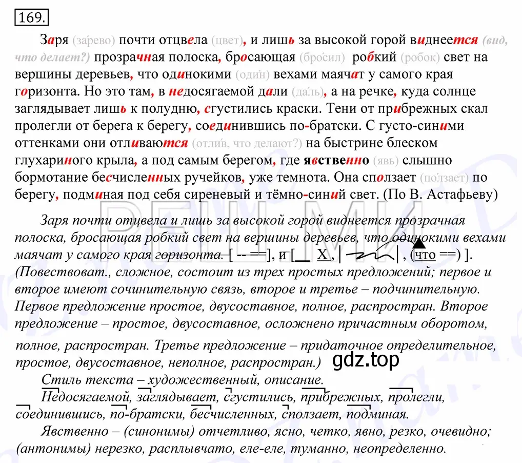 Решение 2. номер 169 (страница 119) гдз по русскому языку 10-11 класс Греков, Крючков, учебник