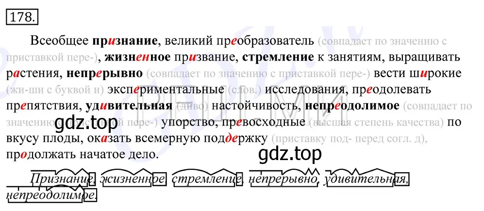 Решение 2. номер 178 (страница 123) гдз по русскому языку 10-11 класс Греков, Крючков, учебник