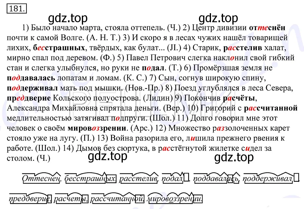 Решение 2. номер 181 (страница 124) гдз по русскому языку 10-11 класс Греков, Крючков, учебник