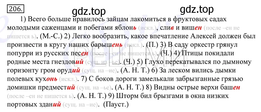 Решение 2. номер 206 (страница 139) гдз по русскому языку 10-11 класс Греков, Крючков, учебник