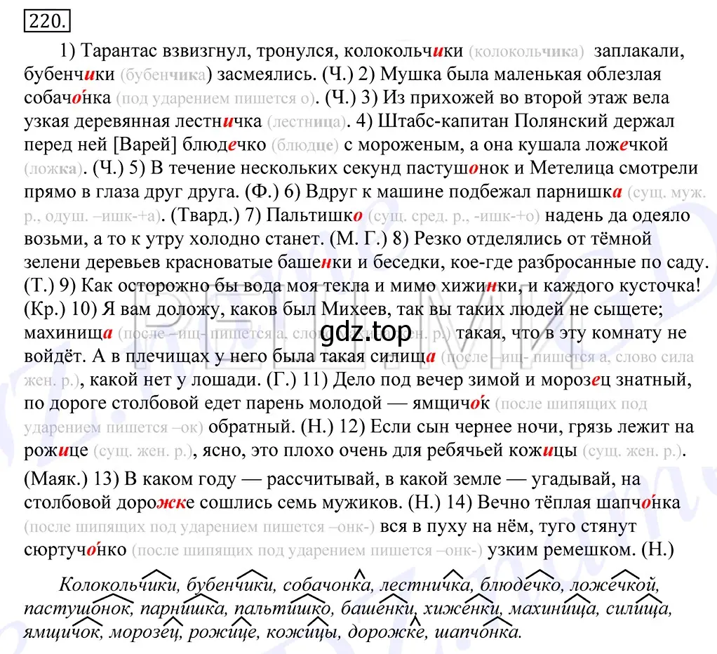 Решение 2. номер 220 (страница 146) гдз по русскому языку 10-11 класс Греков, Крючков, учебник