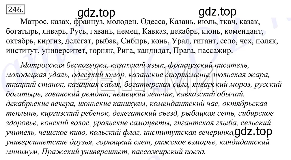 Решение 2. номер 246 (страница 161) гдз по русскому языку 10-11 класс Греков, Крючков, учебник