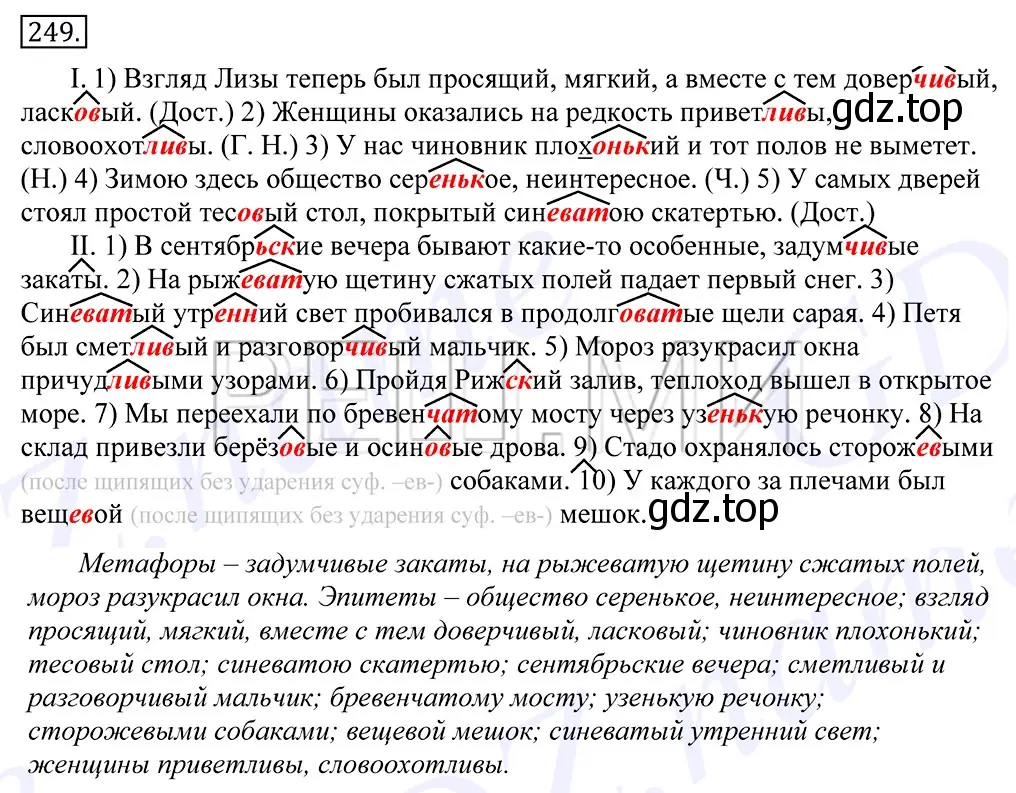 Решение 2. номер 249 (страница 162) гдз по русскому языку 10-11 класс Греков, Крючков, учебник