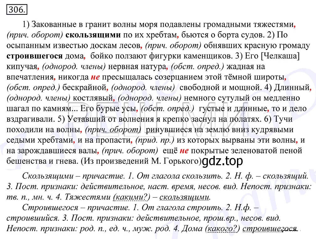 Решение 2. номер 306 (страница 194) гдз по русскому языку 10-11 класс Греков, Крючков, учебник