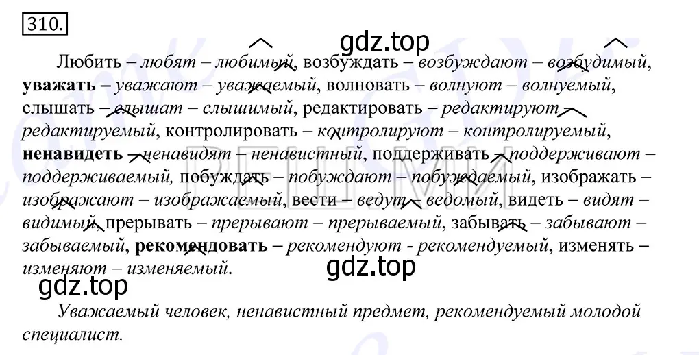 Решение 2. номер 310 (страница 197) гдз по русскому языку 10-11 класс Греков, Крючков, учебник