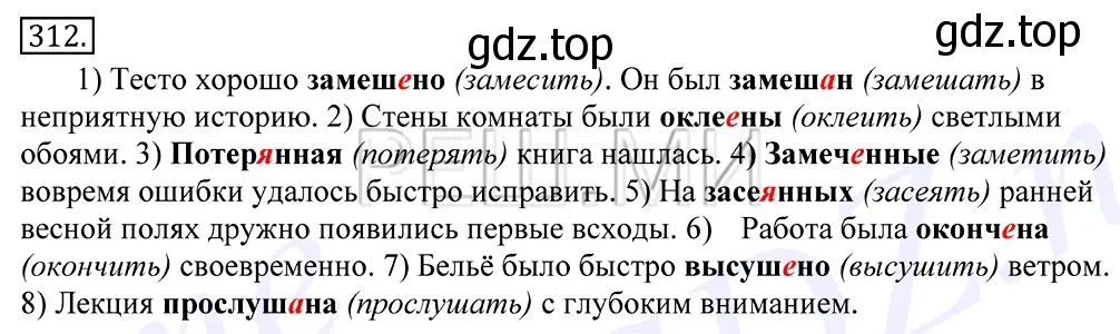 Решение 2. номер 312 (страница 197) гдз по русскому языку 10-11 класс Греков, Крючков, учебник