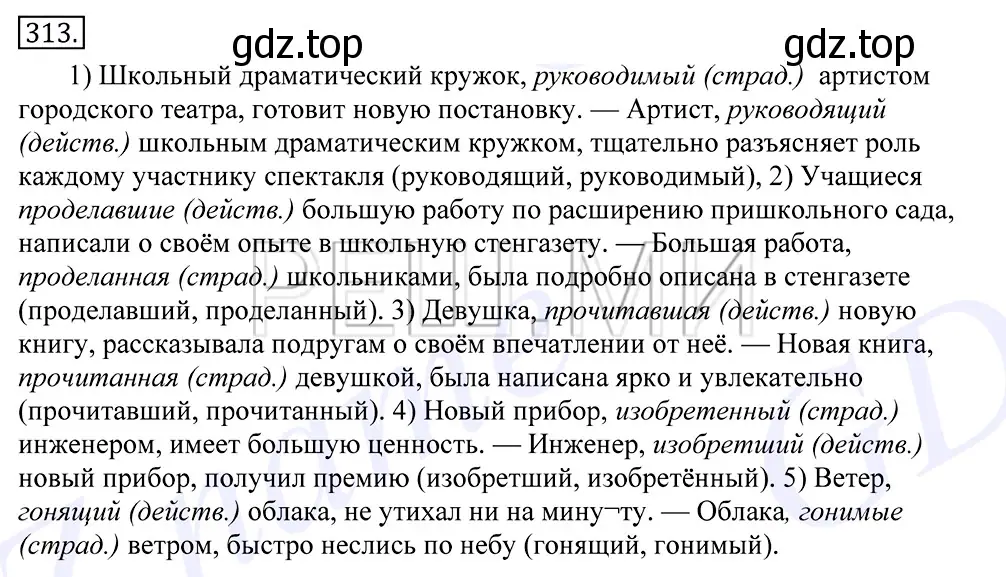 Решение 2. номер 313 (страница 197) гдз по русскому языку 10-11 класс Греков, Крючков, учебник