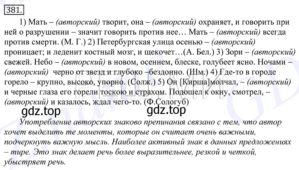 Решение 2. номер 381 (страница 248) гдз по русскому языку 10-11 класс Греков, Крючков, учебник