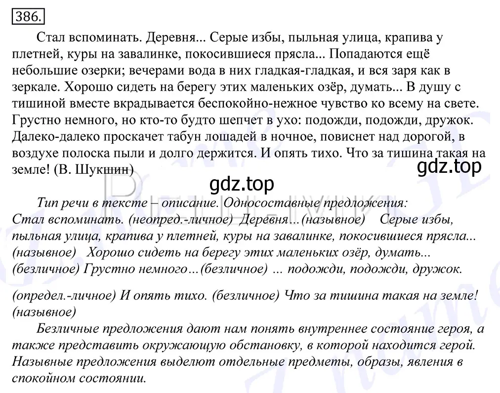 Решение 2. номер 386 (страница 251) гдз по русскому языку 10-11 класс Греков, Крючков, учебник