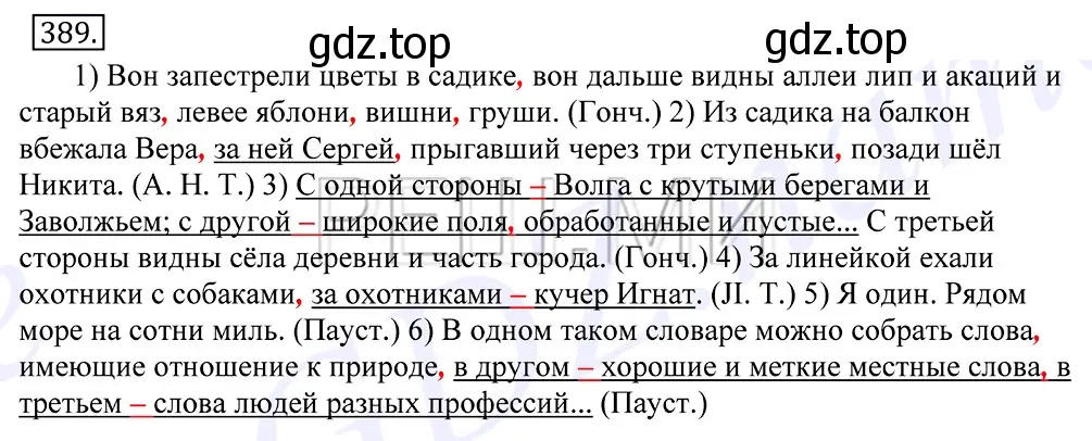 Решение 2. номер 389 (страница 252) гдз по русскому языку 10-11 класс Греков, Крючков, учебник