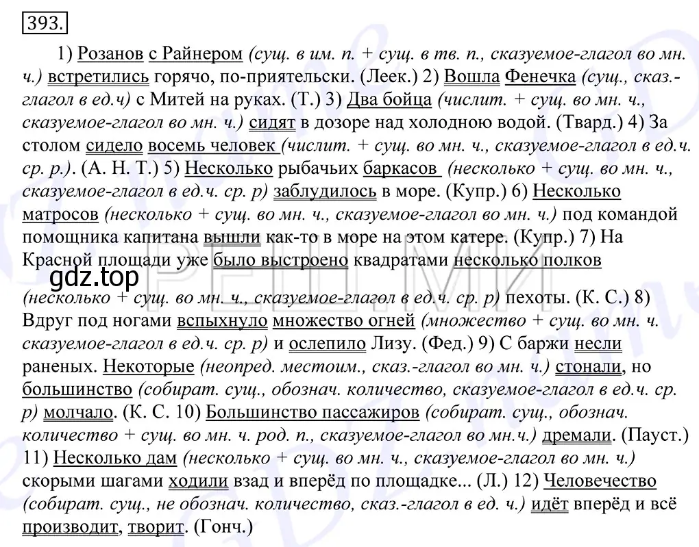 Решение 2. номер 393 (страница 257) гдз по русскому языку 10-11 класс Греков, Крючков, учебник