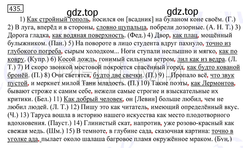 Решение 2. номер 435 (страница 294) гдз по русскому языку 10-11 класс Греков, Крючков, учебник