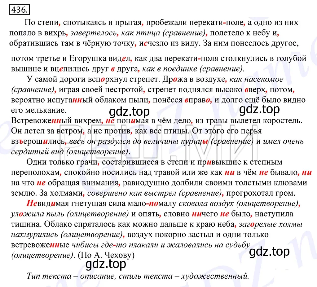 Решение 2. номер 436 (страница 294) гдз по русскому языку 10-11 класс Греков, Крючков, учебник