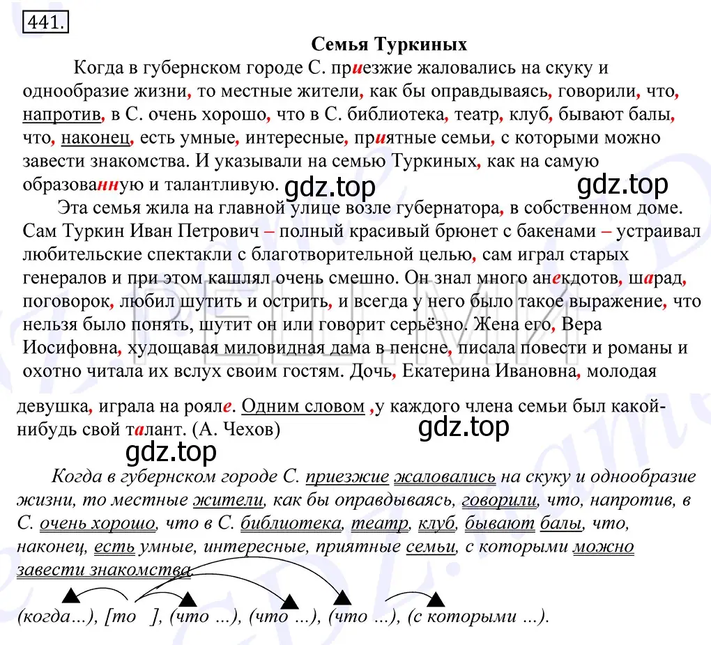 Решение 2. номер 441 (страница 300) гдз по русскому языку 10-11 класс Греков, Крючков, учебник