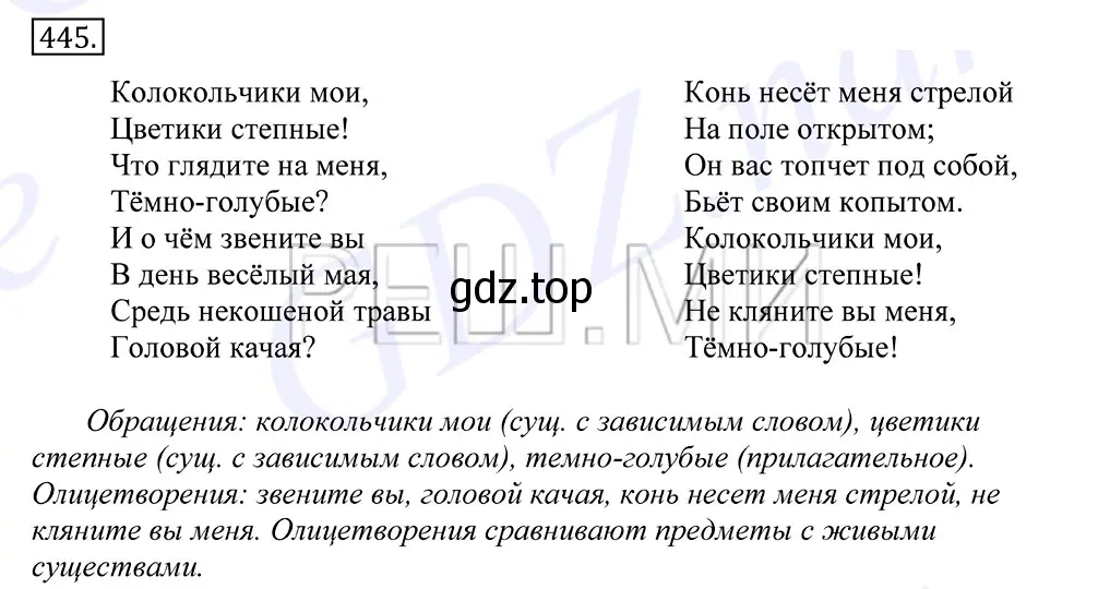 Решение 2. номер 445 (страница 303) гдз по русскому языку 10-11 класс Греков, Крючков, учебник