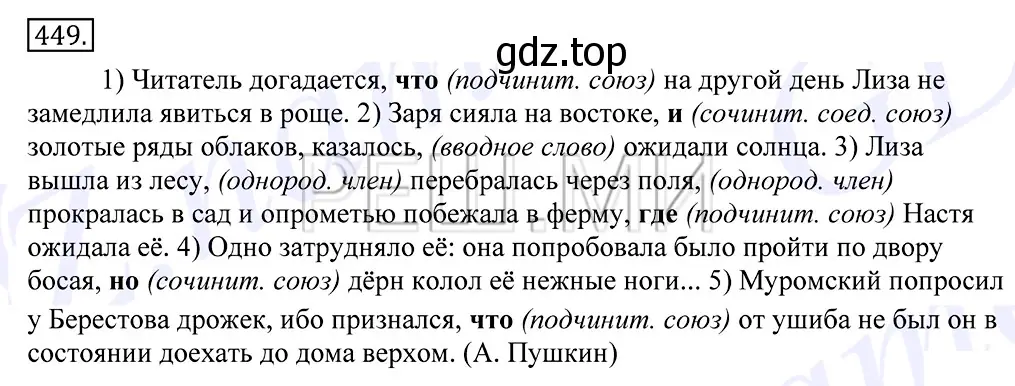 Решение 2. номер 449 (страница 305) гдз по русскому языку 10-11 класс Греков, Крючков, учебник