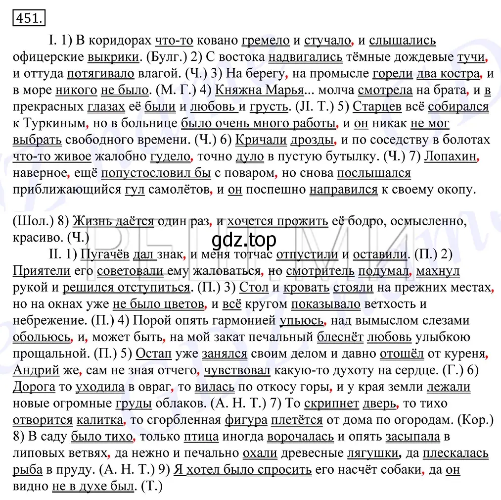 Решение 2. номер 451 (страница 307) гдз по русскому языку 10-11 класс Греков, Крючков, учебник