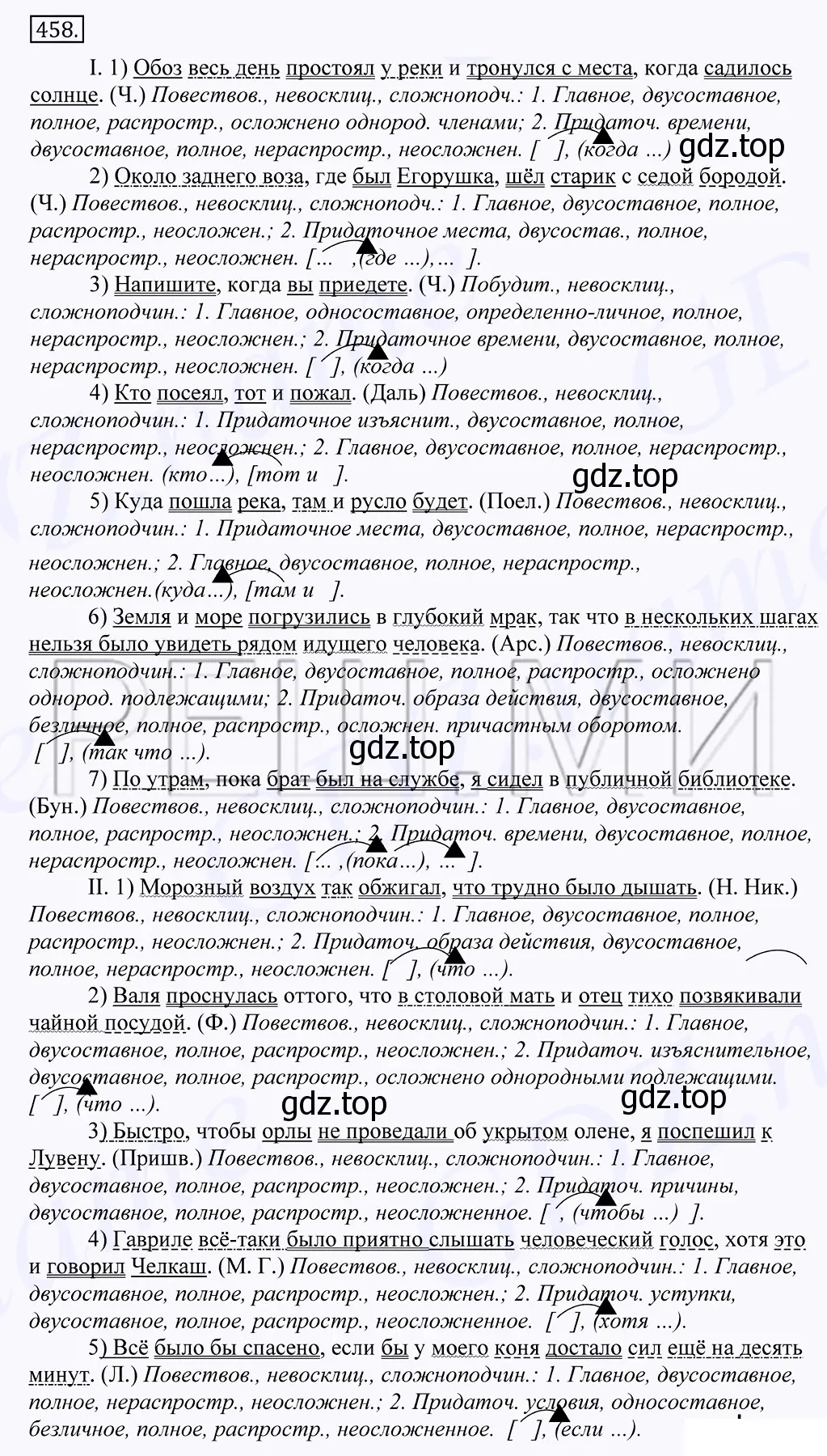 Решение 2. номер 458 (страница 311) гдз по русскому языку 10-11 класс Греков, Крючков, учебник