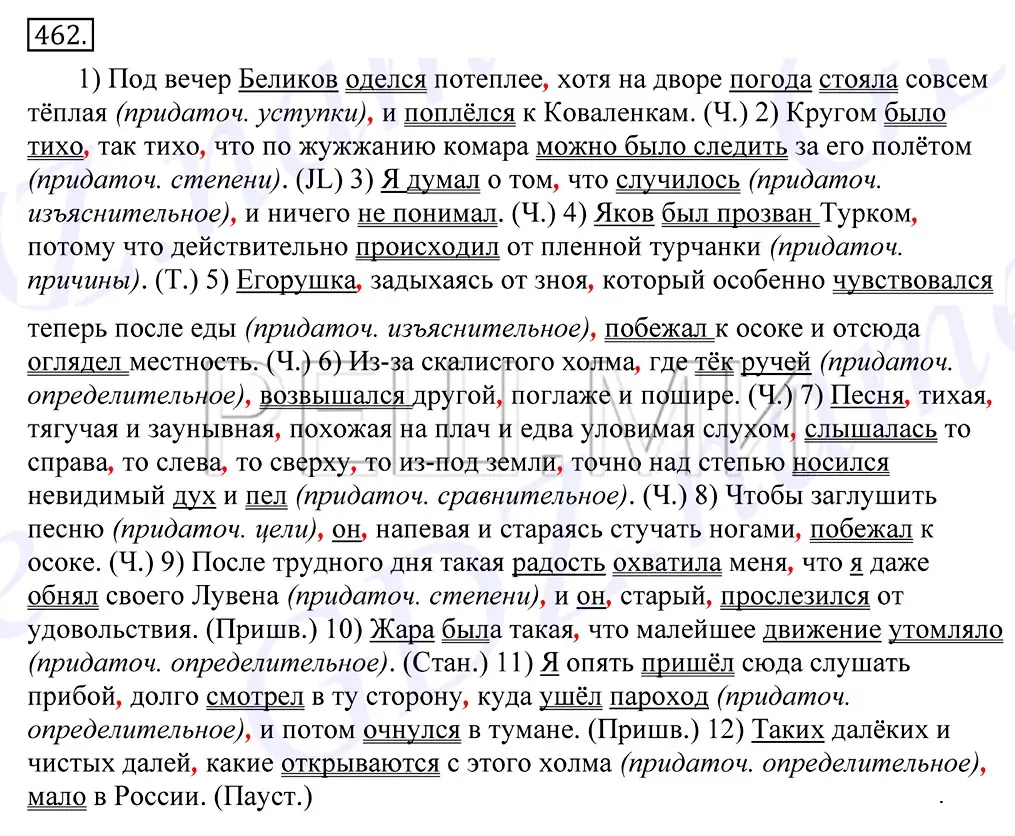 Решение 2. номер 462 (страница 313) гдз по русскому языку 10-11 класс Греков, Крючков, учебник