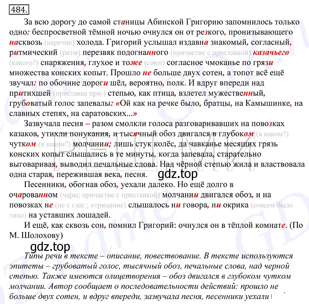 Решение 2. номер 484 (страница 332) гдз по русскому языку 10-11 класс Греков, Крючков, учебник