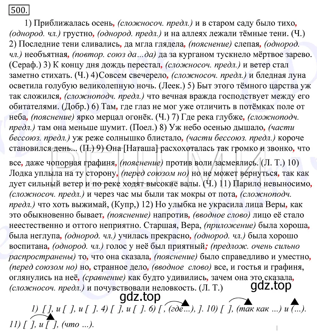 Решение 2. номер 500 (страница 356) гдз по русскому языку 10-11 класс Греков, Крючков, учебник