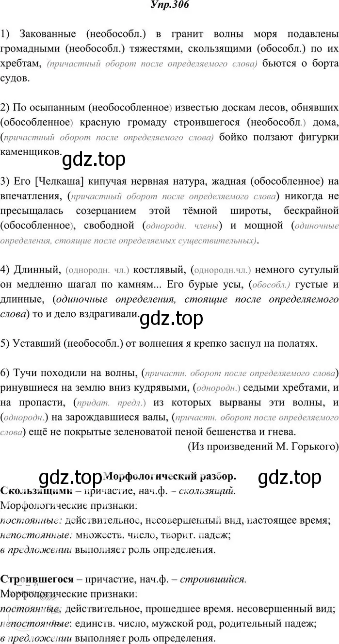 Решение 3. номер 306 (страница 194) гдз по русскому языку 10-11 класс Греков, Крючков, учебник