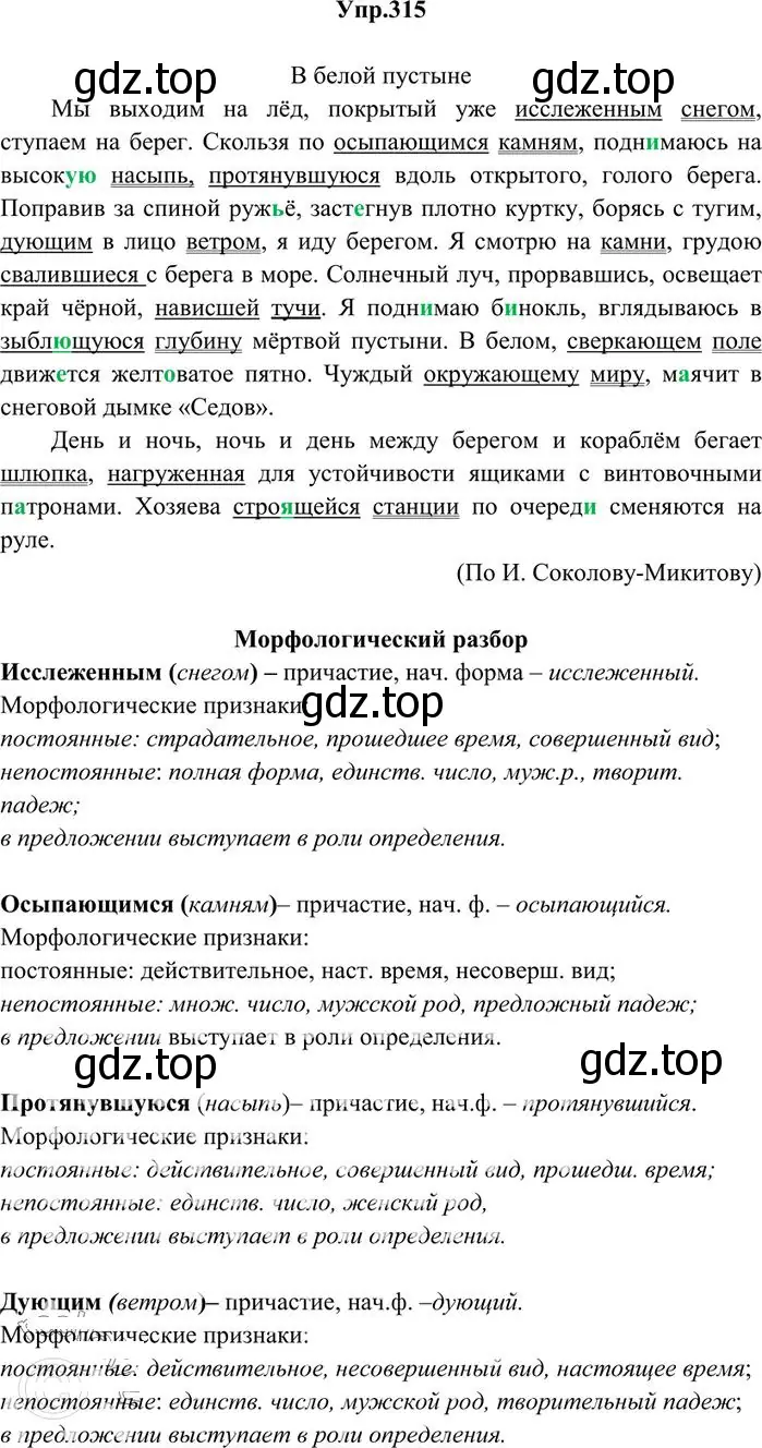 Решение 3. номер 315 (страница 198) гдз по русскому языку 10-11 класс Греков, Крючков, учебник