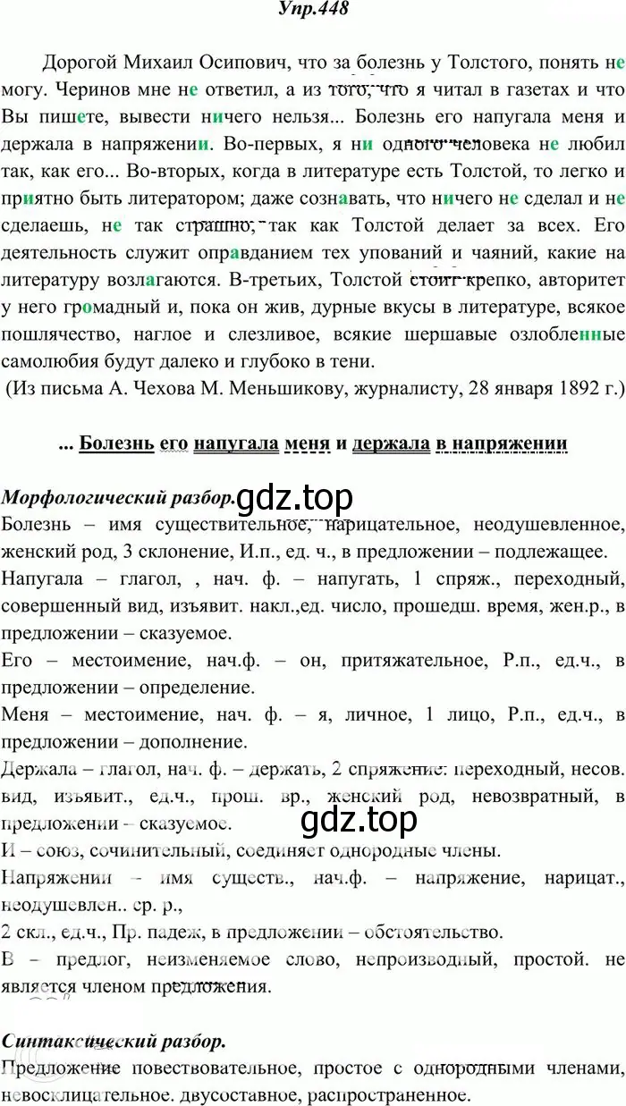 Решение 3. номер 448 (страница 304) гдз по русскому языку 10-11 класс Греков, Крючков, учебник