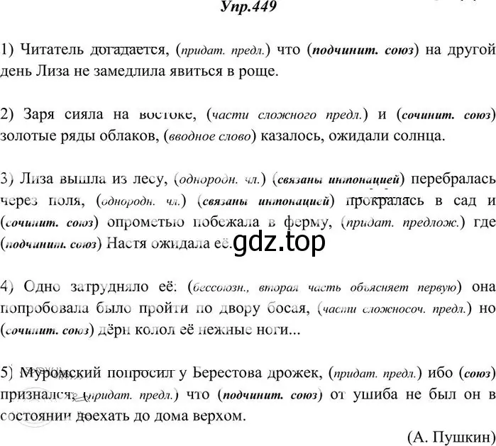 Решение 3. номер 449 (страница 305) гдз по русскому языку 10-11 класс Греков, Крючков, учебник