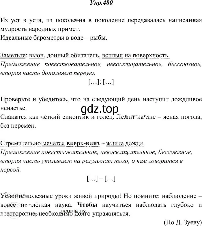 Решение 3. номер 480 (страница 329) гдз по русскому языку 10-11 класс Греков, Крючков, учебник