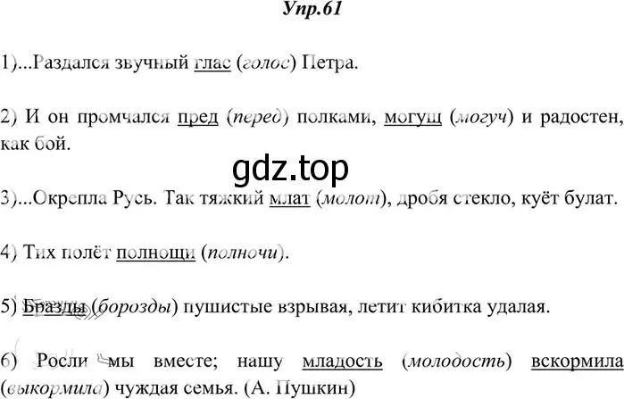 Решение 3. номер 61 (страница 50) гдз по русскому языку 10-11 класс Греков, Крючков, учебник