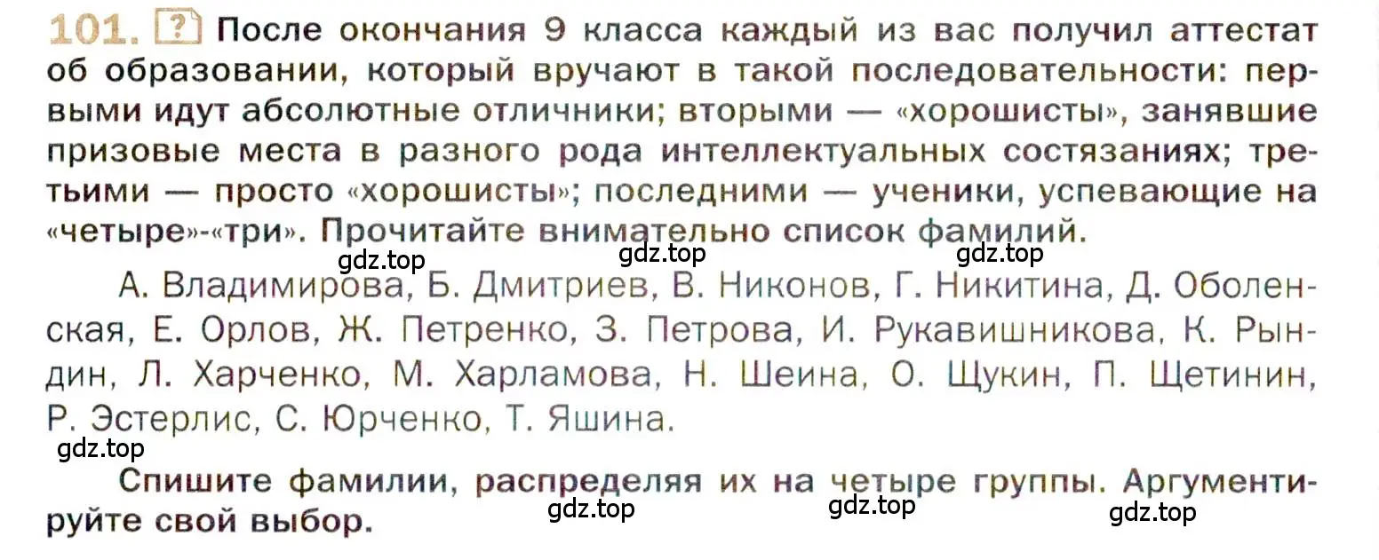 Условие номер 101 (страница 165) гдз по русскому языку 10 класс Гусарова, учебник