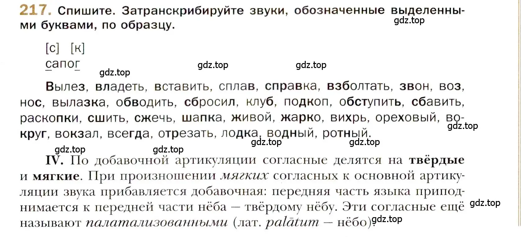 Условие номер 217 (страница 325) гдз по русскому языку 10 класс Гусарова, учебник