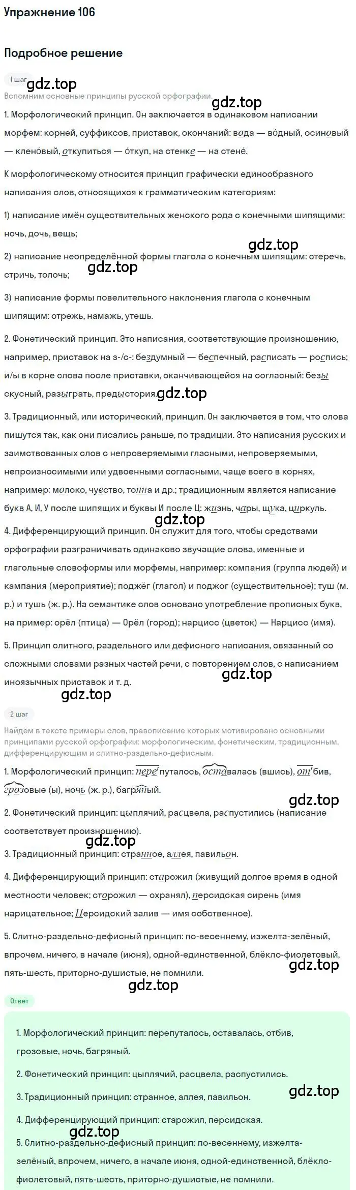 Решение номер 106 (страница 175) гдз по русскому языку 10 класс Гусарова, учебник