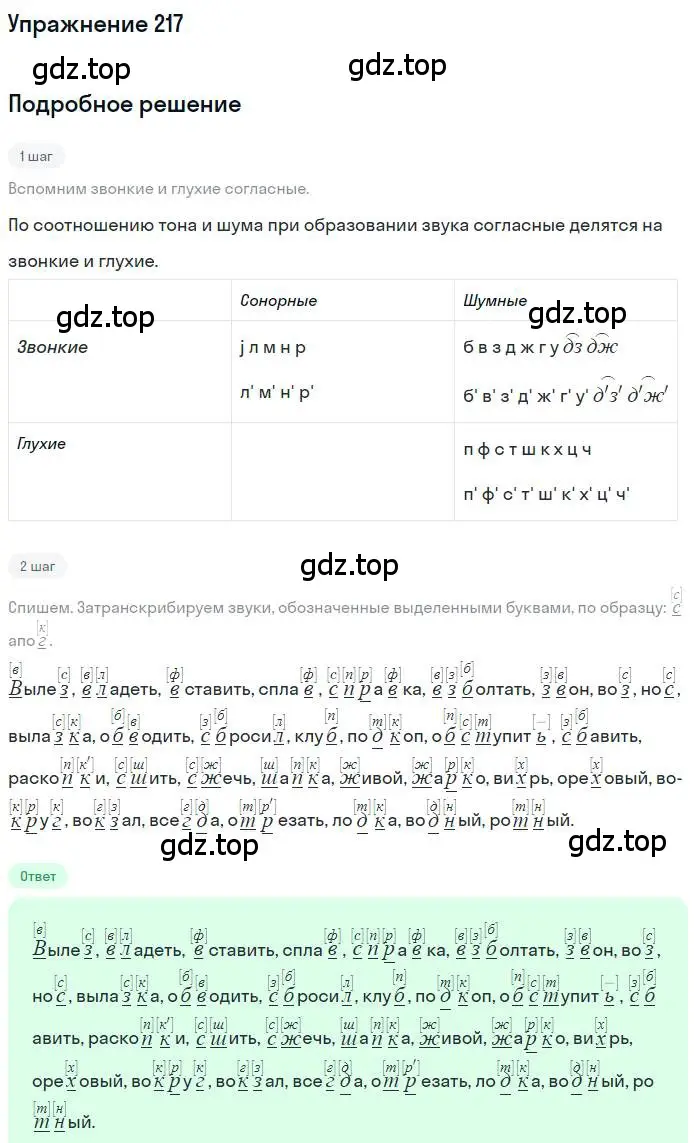 Решение номер 217 (страница 325) гдз по русскому языку 10 класс Гусарова, учебник