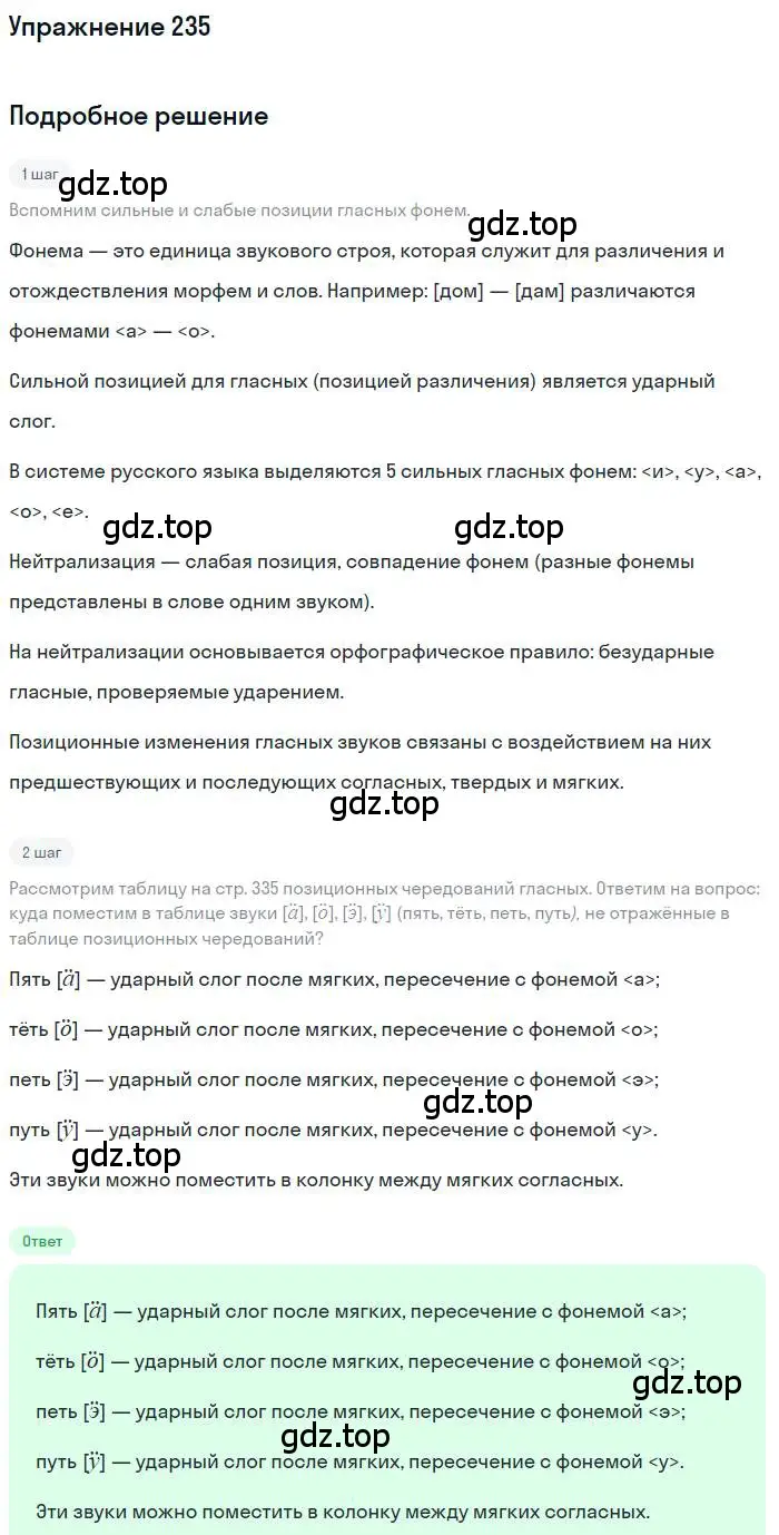 Решение номер 235 (страница 335) гдз по русскому языку 10 класс Гусарова, учебник