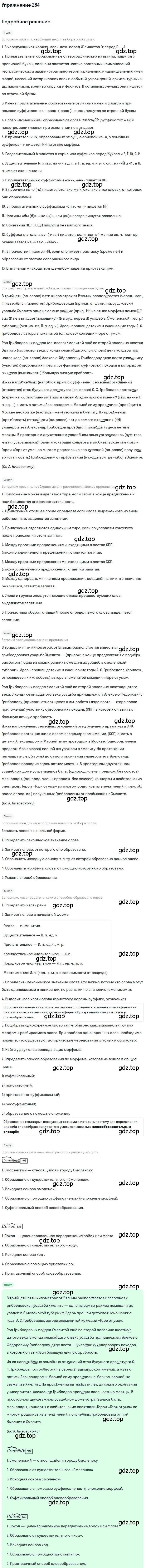 Решение номер 284 (страница 398) гдз по русскому языку 10 класс Гусарова, учебник