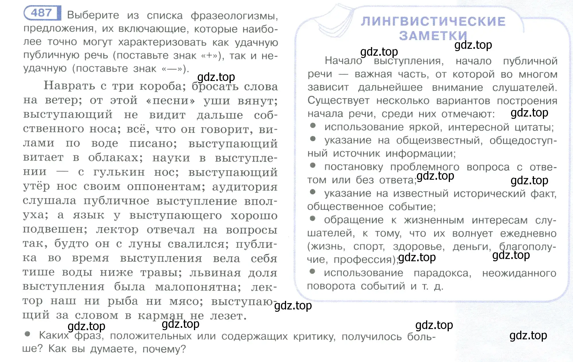 Условие номер 487 (страница 245) гдз по русскому языку 10-11 класс Рыбченкова, Александрова, учебник