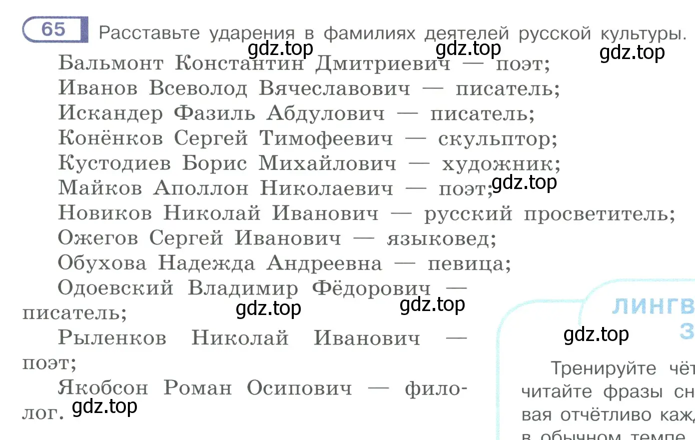 Условие номер 65 (страница 47) гдз по русскому языку 10-11 класс Рыбченкова, Александрова, учебник