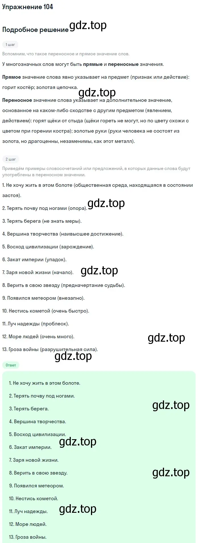 Решение номер 104 (страница 64) гдз по русскому языку 10-11 класс Рыбченкова, Александрова, учебник